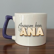 Mor Mürekkep Anayım Ben Ana Baskılı Mor Kulplu D Kupa