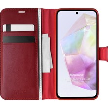 Microsonic Samsung Galaxy A35 Kılıf Delux Leather Wallet Kırmızı