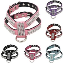 Shanhua Shop Mavi Stil L Boyutu Köpek Yaka Ayarlanabilir Evcil Hayvan Ürünleri Evcil Hayvan Kolye Köpek Koşum Tasma Hızlı Bırakma Bling Taklidi U Deri (Yurt Dışından)