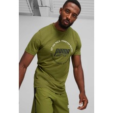 Puma Men"s Graphıc Run Emblem Yeşil Erkek Kısa Kol T-Shirt