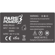 PARS POWER Standart 5.5x2.5 90W 19V 4.74A Notebook Adaptör Şarj Aleti -Cihazı Pars Power