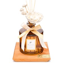 500 ml Masif Ahşap Kaideli Oval Şişe Çiçek Taş Kamışlı Dark Wood Oda Kokusu