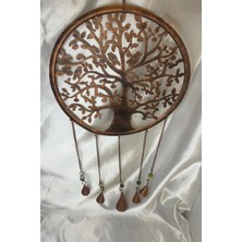 Rahan Deprem Zili Çanı Rüzgar Çanı Zili Feng Shui Hayat Ağacı Komple Metal 5 Çanlı Gümüş