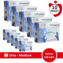 Betaskop Hibrit Elastik Pudrasız Eldiven - Mavi 10 Paket (100'LÜK Kutu)