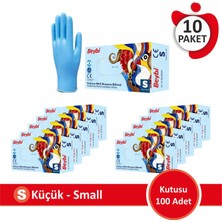 Beybi Nitril Mavi Pudrasız Muayene Eldiveni - 10 Paket (100'LÜK Kutu)