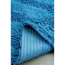 Bluenity  Luxury Softy Doğal Pamuklu 2'li Banyo Paspas Seti 60X100+50X60 - Mavi
