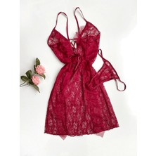 Gece İncisi Kurdela Yaka Tül Gecelik