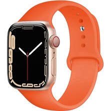 CaseWorld Apple Watch 2/ 3/ 4/ 5/ 6/ 7/ 8/ Se/ Ultra Kayış 42/ 44/ 45/ 49mm Yumuşak Renkli Silikon Large Kordon - Turuncu