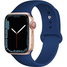 CaseWorld Apple Watch 2/ 3/ 4/ 5/ 6/ 7/ 8/ Se/ Ultra Kayış 42/ 44/ 45/ 49mm Yumuşak Renkli Silikon Large Kordon - Lacivert