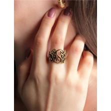 Esha Store Trend Işlemeli Model Antik Eskitme Ayarlanabilir Yüzük EUY1220