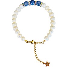 Mk Tasarım Gerçek Inci-Mor Kuvars Taşı Bileklik MK.025.004