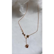 Çılgıntrend Çelik Sıralı Yıldız Rose Gold Xupıng Çelik Kolye