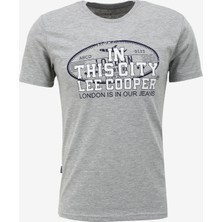 Lee Cooper Bernt Erkek %100 Pamuk O Yaka T-Shirt Gri Melanj