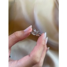 Demokan Kadın Yüzük Ayarlanabilir Kelebek Zirkon Taş Zarif Yüzük