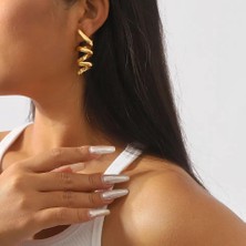 Demokan Kadın Küpe Yay Tasarım Çelik Küpe