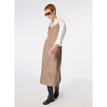 Only V Yaka Desenli Açık Kahve Uzun Kadın Elbise Onlsıa Mayra Lıfe Slıp Satın Dress