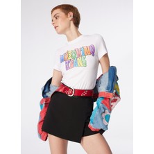 Moschino Yuvarlak Yaka Baskılı Beyaz Kadın T-Shirt 241K1A0708