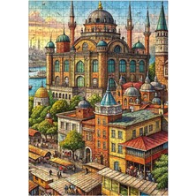 Tablomega Ahşap Mdf Puzzle Yapboz Büyük Cami ve Şehir 500 Parça 50*70 cm