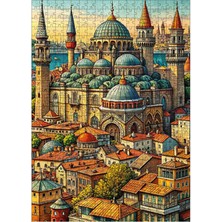 Tablomega Ahşap Mdf Puzzle Yapboz Cami ve Şehir 500 Parça 50*70 cm