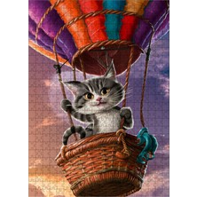 Tablomega Ahşap Mdf Puzzle Yapboz Balon ve Kedi 500 Parça 50*70 cm