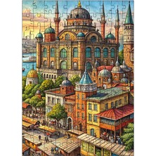 Tablomega Ahşap Mdf Puzzle Yapboz Büyük Cami ve Şehir 120 Parça 25*35 cm