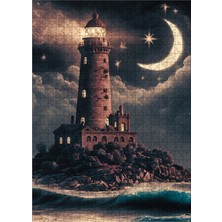 Tablomega Ahşap Mdf Puzzle Yapboz Gece ve Deniz Feneri 500 Parça 50*70 cm