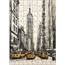 Karizma Tablo Ahşap Mdf Puzzle Yapboz Şehir ve Taksiler 120 Parça 25*35 cm