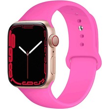 Caseart Apple Watch 2/ 3/ 4/ 5/ 6/ 7/ 8/ Se/ Ultra Kayış 42/ 44/ 45/ 49MM Yumuşak Renkli Silikon Large Kordon - Neon Pembe