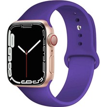 Caseart Apple Watch 2/ 3/ 4/ 5/ 6/ 7/ 8/ Se/ Ultra Kayış 42/ 44/ 45/ 49MM Yumuşak Renkli Silikon Large Kordon - Mor