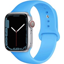 Caseart Apple Watch 2/ 3/ 4/ 5/ 6/ 7/ 8/ Se Uyumlu Kayış 38/ 40/ 41MM Yumuşak Renkli Silikon Large Kordon - Mavi