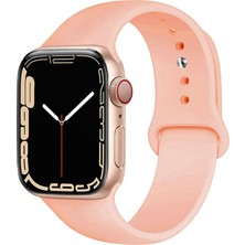 Caseart Apple Watch 2/ 3/ 4/ 5/ 6/ 7/ 8/ Se/ Ultra Kayış 42/ 44/ 45/ 49MM Yumuşak Renkli Silikon Large Kordon - Rose Gold