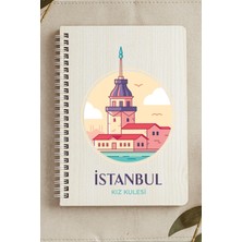 Saltan Art Istanbul Kız Kulesi Şehir Tasarım Ahşap Kapaklı Defter Kraft Kağıt Özel Tasarım
