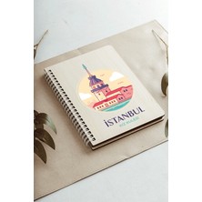 Saltan Art Istanbul Kız Kulesi Şehir Tasarım Ahşap Kapaklı Defter Kraft Kağıt Özel Tasarım
