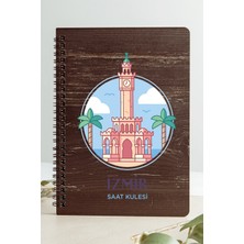 Saltan Art Izmir Saat Kulesi Şehir Tasarım Ahşap Kapaklı Defter Kraft Kağıt Özel Tasarım