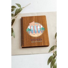 Saltan Art Antalya Side Antik Kenti Şehir Tasarım Ahşap Kapaklı Defter Kraft Kağıt Özel Tasarım