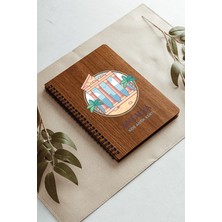 Saltan Art Antalya Side Antik Kenti Şehir Tasarım Ahşap Kapaklı Defter Kraft Kağıt Özel Tasarım