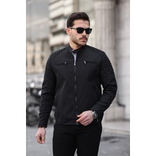 Mero Life Erkek Siyah Su ve Rüzgar Geçirmez Slim Fit Astarlı Mevsimlik Mont