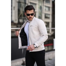 Mero Life Erkek Taş Rengi Su ve Rüzgar Geçirmez Slim Fit Astarlı Mevsimlik Mont