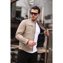 Mero Life Erkek Krem Su ve Rüzgar Geçirmez Slim Fit Astarlı Mevsimlik Mont