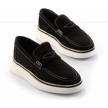 Bambi Siyah Nubuk Hakiki Deri Erkek Loafer Ayakkabı E01401080101