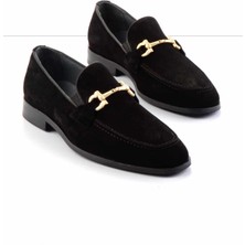 Bambi Siyah Süet Hakiki Deri Erkek Klasik Ayakkabı E01902004502