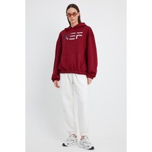 Kef Clothing Bordo Hoodie, Oversize Hoodie, Kadın Hoodie, Kanguru Cepli Hoodie, Lastikli Hoodie