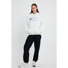 Kef Clothing Beyaz Hoodie, Oversize Hoodie, Kadın Hoodie, Kanguru Cepli Kapüşonlu