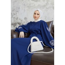 Vavinor Liva Kolları Taşlı Abaya - Indigo
