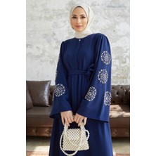 Vavinor Liva Kolları Taşlı Abaya - Indigo