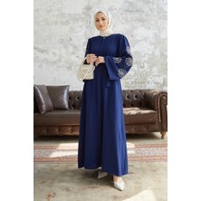 Vavinor Liva Kolları Taşlı Abaya - Indigo