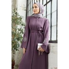 Vavinor Liva Kolları Taşlı Abaya - Leylak