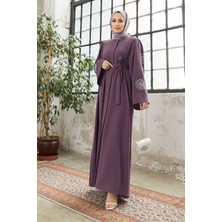 Vavinor Liva Kolları Taşlı Abaya - Leylak