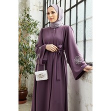 Vavinor Liva Kolları Taşlı Abaya - Leylak