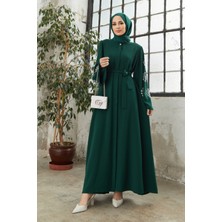Vavinor Liva Kolları Taşlı Abaya - Zümrüt